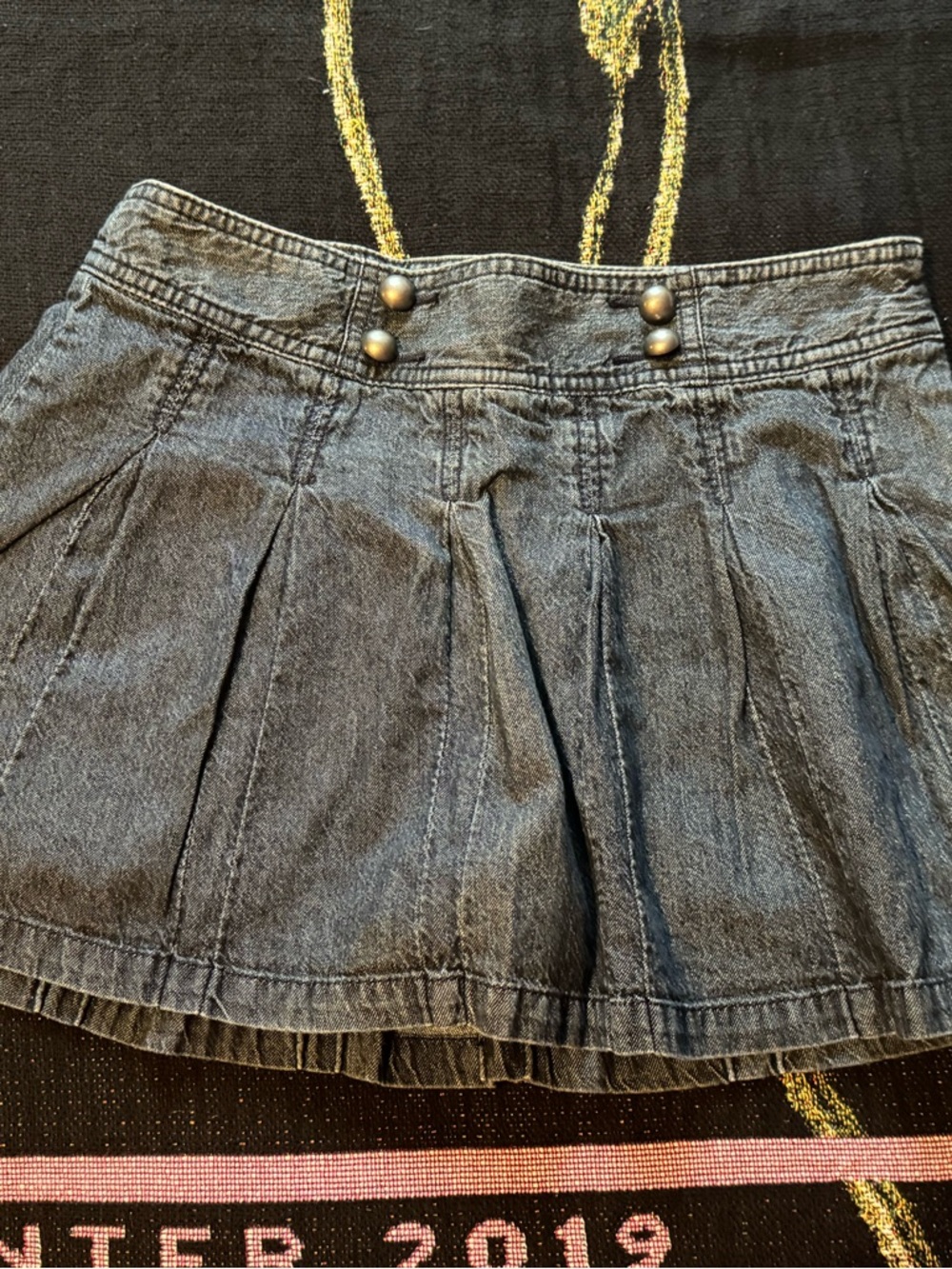 Cherokee Dark Gray Pleated Denim Skirt Size XL 14-16